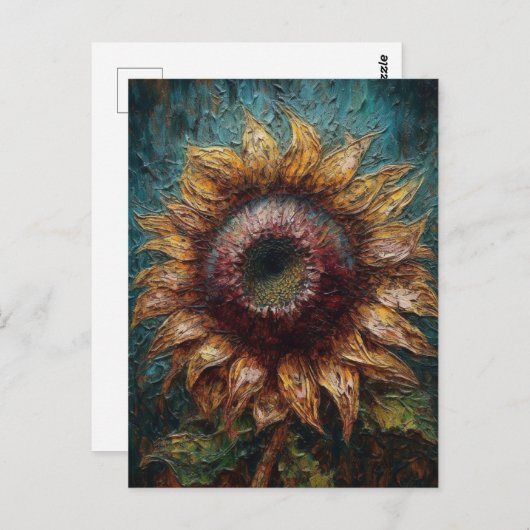 ひまわり絵画の ポストカード (正面/裏面)