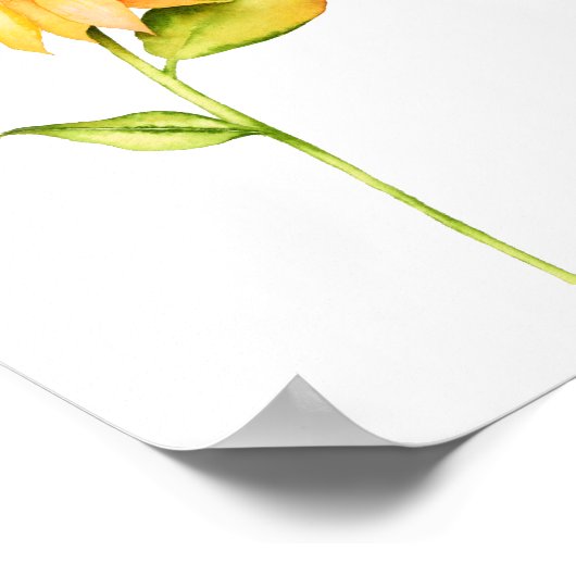 ひまわり絵画水色 ポスター (角)