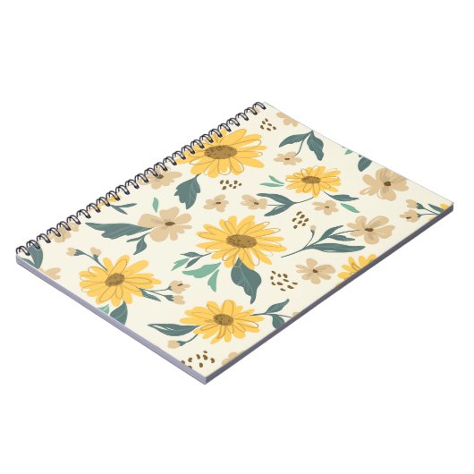 ひまわり継ぎ目のパターン。黄色デイジーオンwh ノートブック (左側)