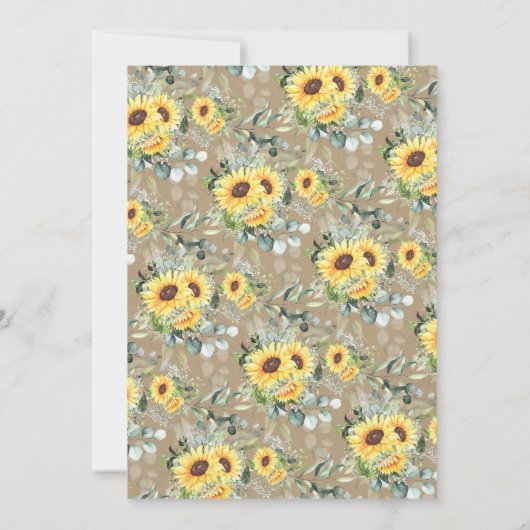 ひまわり緑のカップルがシャワ素朴ー結婚ズ 招待状 (裏面)