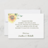 ひまわり緑のストリングラ素朴イト結婚ズ サンキューカード (裏面)