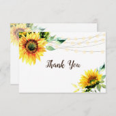 ひまわり緑のストリングラ素朴イト結婚ズ サンキューカード (正面/裏面)