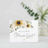 ひまわり緑の白い花の女結婚の子 招待状 (スタンド正面)