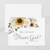 ひまわり緑の白い花の女結婚の子 招待状 (正面/裏面)