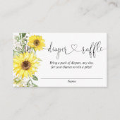 ひまわり緑の白い黄色のおむつラッフルカード エンクロージャーカード (正面)