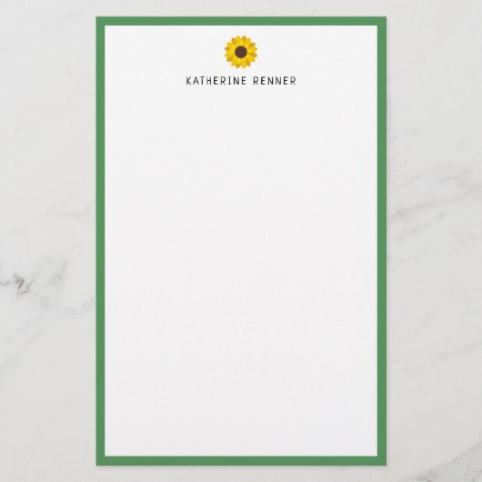 ひまわり緑の縁ど水玉模様名の追加 便箋 (正面)