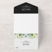 ひまわり緑の葉の白黒結婚ズ オールインワン招待状 (外側)