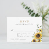 ひまわり緑の金ゴールド幾何学結婚式RSVP 招待状 (スタンド正面)