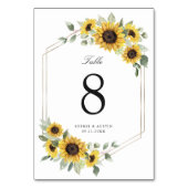 ひまわり緑の金ゴールド幾何結婚の テーブルナンバー (裏面)