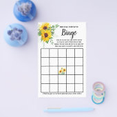 ひまわり緑ブライダルシャワービンゴゲームカード チラシ (シングル)