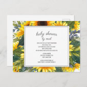 ひまわり緑葉の花赤ちゃんシャワー ポストカード (正面/裏面)