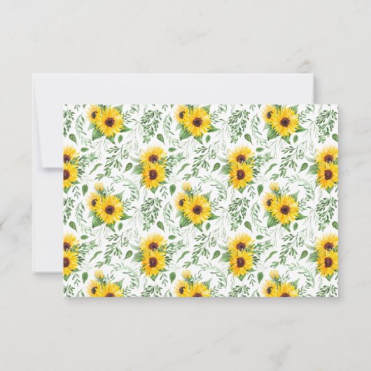 ひまわり緑RSVP結婚の応答カード 出欠カード (裏面)