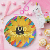 ひまわり編集可能な年誕生日紙プレート ペーパープレート (パーティー)