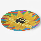 ひまわり編集可能な年誕生日紙プレート ペーパープレート (アングル)