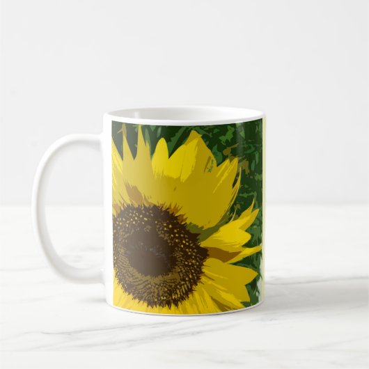 ひまわり美しい明るい黄色の芸術的フローラ コーヒーマグカップ (左)