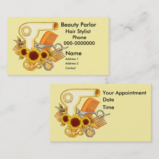 ひまわり美容師 予約カード (正面/裏面)
