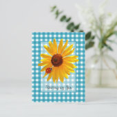 ひまわり考えの上のテントウムシ ポストカード (スタンド正面)