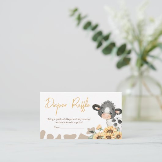 ひまわり聖い牛の赤ちゃんシャワーおむつラッフル エンクロージャーカード (スタンド正面)