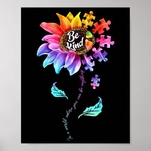 ひまわり自閉症の意識は親切なパズルママSupp ポスター (正面)