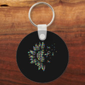 ひまわり自閉症パズルピースリボンアワカッコいいーレン キーホルダー (正面)