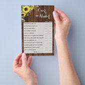 ひまわり花の上または下ブライダルシャワーゲームカード チラシ (ハンドル)