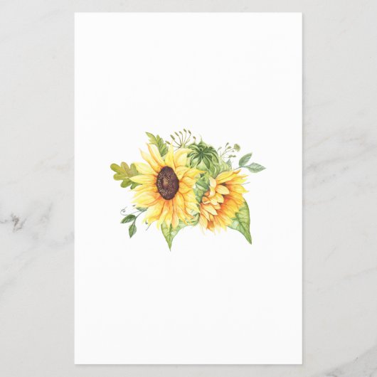 ひまわり花の上または下ブライダルシャワーゲームカード チラシ (裏面)