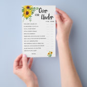 ひまわり花の上または下ブライダルシャワーゲームカード チラシ (ハンドル)