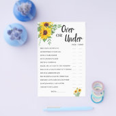 ひまわり花の上または下ブライダルシャワーゲームカード チラシ (シングル)