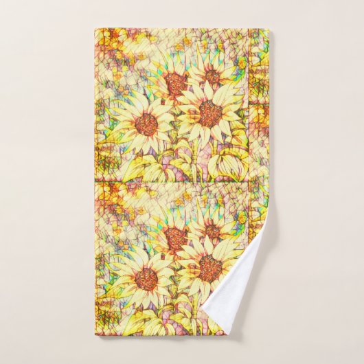 ひまわり花の名前テンプレート バスタオルセット (ハンドタオル)
