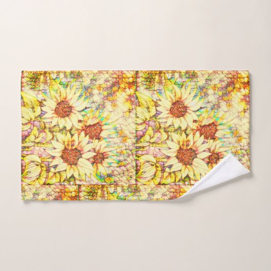 ひまわり花の名前テンプレート バスタオルセット (ハンドタオル)