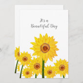 ひまわり花は美しいデイ誕生日カード 招待状 (正面/裏面)