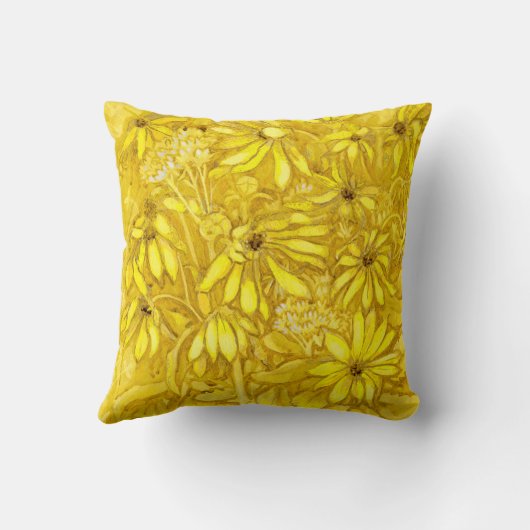 ひまわり花ひまわり花ゴールデンイエローフローラ クッション (裏面)
