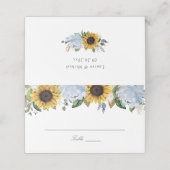 ひまわり花ほこりっぽい青い花エレガントな結婚式 プレイスカード (外部開封)