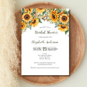 ひまわり花ウォーターカラー花模様ブライダルシャワー 招待状