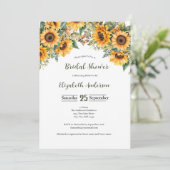 ひまわり花ウォーターカラー花模様ブライダルシャワー 招待状 (スタンド正面)