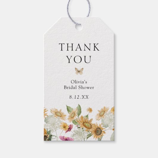 ひまわり花サンキューメッセージカード ギフトタグ (正面)