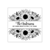 ひまわり花スプリットモノグラムテーマ ラバースタンプ (インプリント)