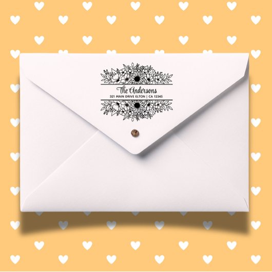 ひまわり花スプリットモノグラムテーマ ラバースタンプ