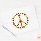 ひまわり花ピースサインシールの写真 ラウンドシール (封筒)