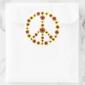 ひまわり花ピースサインシールの写真 ラウンドシール (バッグ)