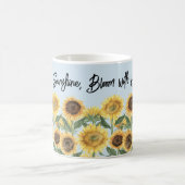 ひまわり花フローラパーソナライズされた引用文 コーヒーマグカップ (中央)