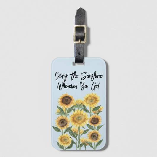 ひまわり花フローラパーソナライズされた引用文 ラゲッジタグ (正面縦)