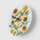 ひまわり花フローラ子供部屋子供 ラウンド壁時計 (傾斜)