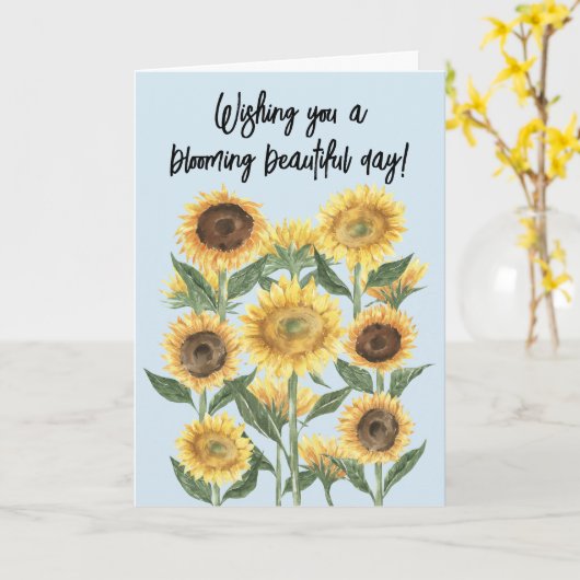 ひまわり花フローラ編集可能引用文 カード (黄色い花)