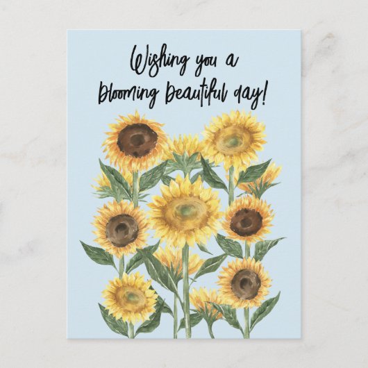 ひまわり花フローラ編集可能引用文 ポストカード (正面)
