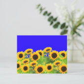 ひまわり花ポストカードウクライナ国旗の色のサポート ポストカード (スタンド正面)
