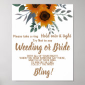 ひまわり花リングや輪をブライダルシャワーの看板 ポスター (正面)