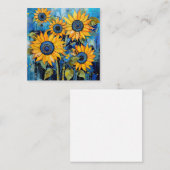 ひまわり花ワイルドフラワーミックスメディアデザイン スクエア名刺 (正面/裏面)