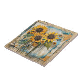 ひまわり花ワイルドフラワーミックスメディアデザイン タイル (側面)