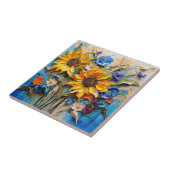 ひまわり花ワイルドフラワーミックスメディアデザイン タイル (側面)